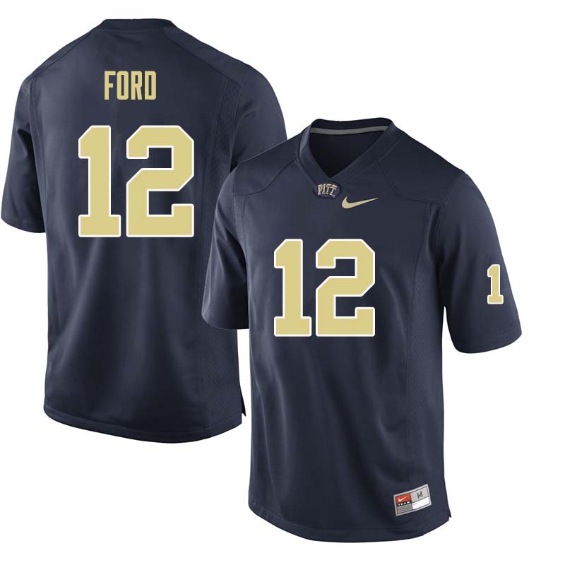 Men #12 Paris Ford Pittsburgh Panthers College Football Jerseys Sale-Navy